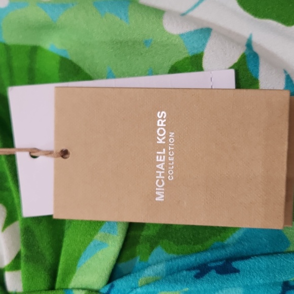 Michael Kors Collection Floral Crepe-Sablé Dress, Teal, Green, Womens 8 NWT - Picture 7 of 10